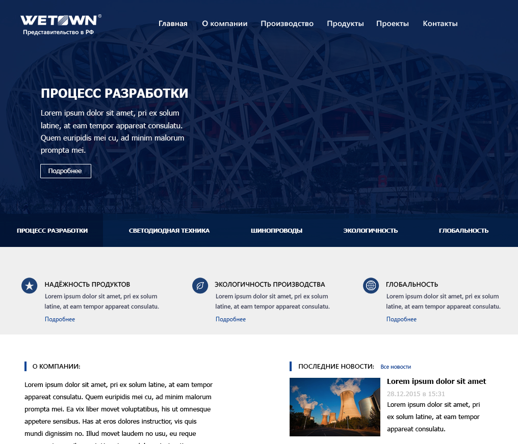 Сайт для промышленной компании Wetown Electric Russia